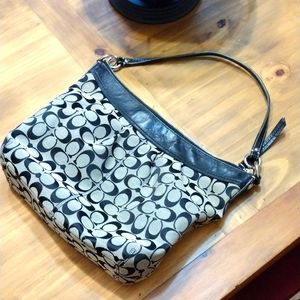 COACH Authentic purse F13744 black and cream 13" x 10"